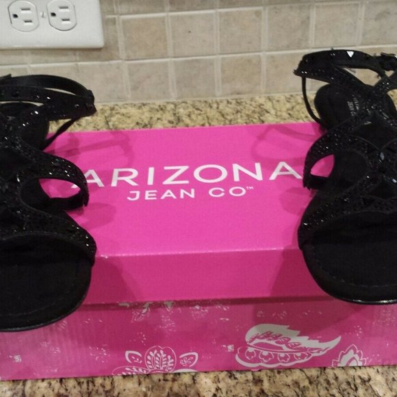 ARIZONA JEAN CO Black flat (AZ MARLEY) Sandals Size 6.5 M - NEW in BOX - Picture 6 of 8